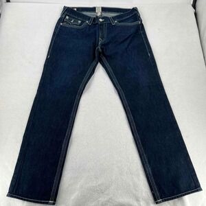 TRUE RELIGION Dark Blue Denim Straight Jeans Ricky Men's Size 38x34